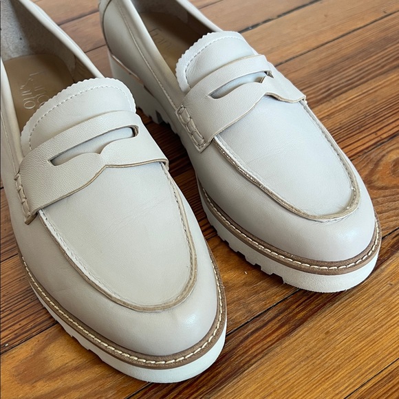Franco Sarto Preppy Cedra Leather Lug Sole Loafers - Beige/Off-White 8.5 - Picture 4 of 8